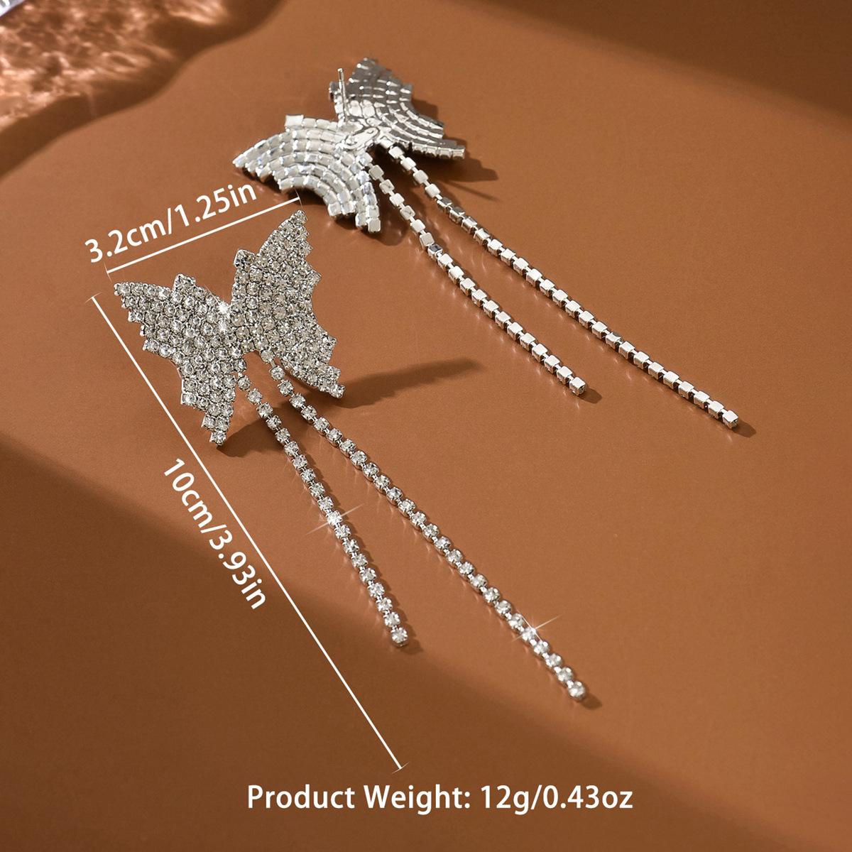Rhombus Necklace Set Bridal Accessories Fashion Long Tassel Butterfly Earrings Jewelry Set