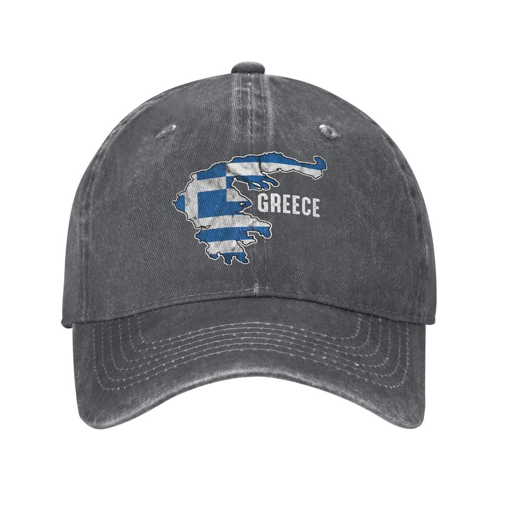 Greece Map Sun Baseball Cap Street Style Unisex Unisex Washed Trucker Hat Breathable Custom DIY Running Hippie Snapback Cap