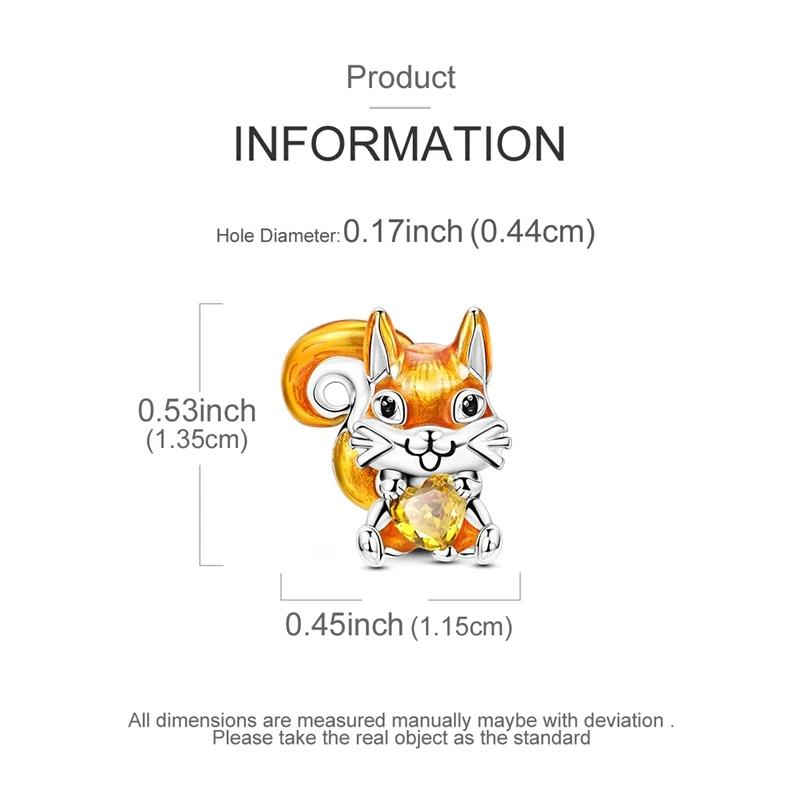 Charms Coppercute Yellow Squirrel Heart-Shaped Beads Fit Charm Plataoriginal Bracelet Beads Women Jewellery Making Diy