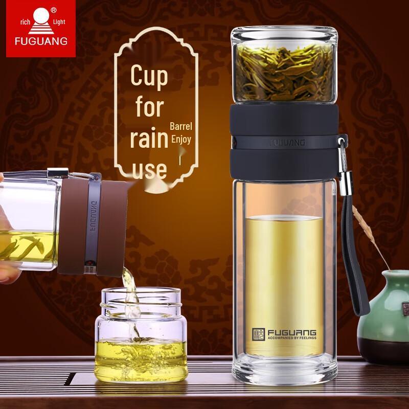 FUGUANG Double-Wall Glass Tea Infuser Mug