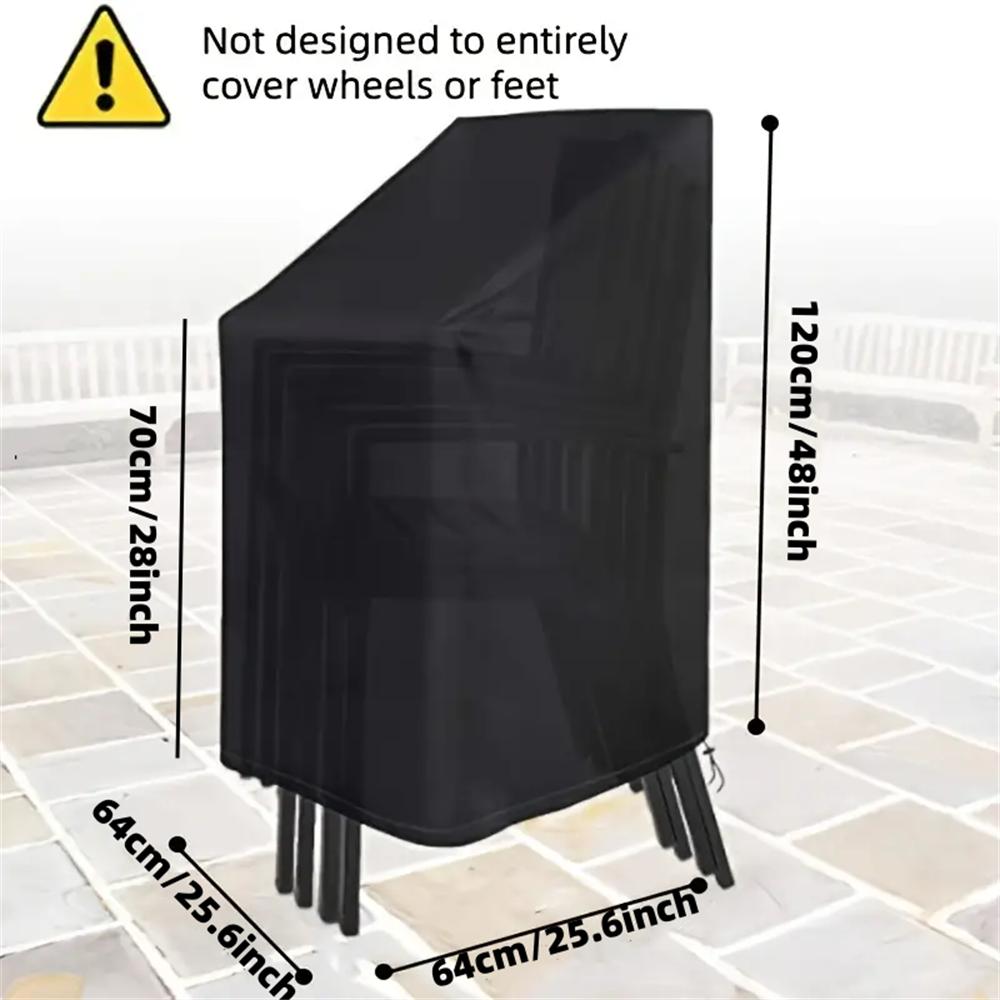 1 Stück Schwerlast Wasserdichte Patio Stapelstuhl Abdeckung, UV- und Windbeständig, 210D Oxford Stoff Outdoor Liegestuhl Schutz