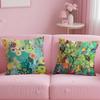 Abstract Paint Colorful Pillow Case Anti-dustmite Pillow Invisible Zipper Silky Short Plush Sofa Cushion Cover
