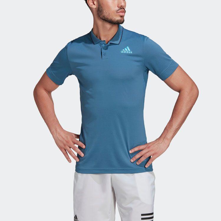 adidas Polo Shirts Men's Blue Polo Collar Moderate Straight Fit HB9137