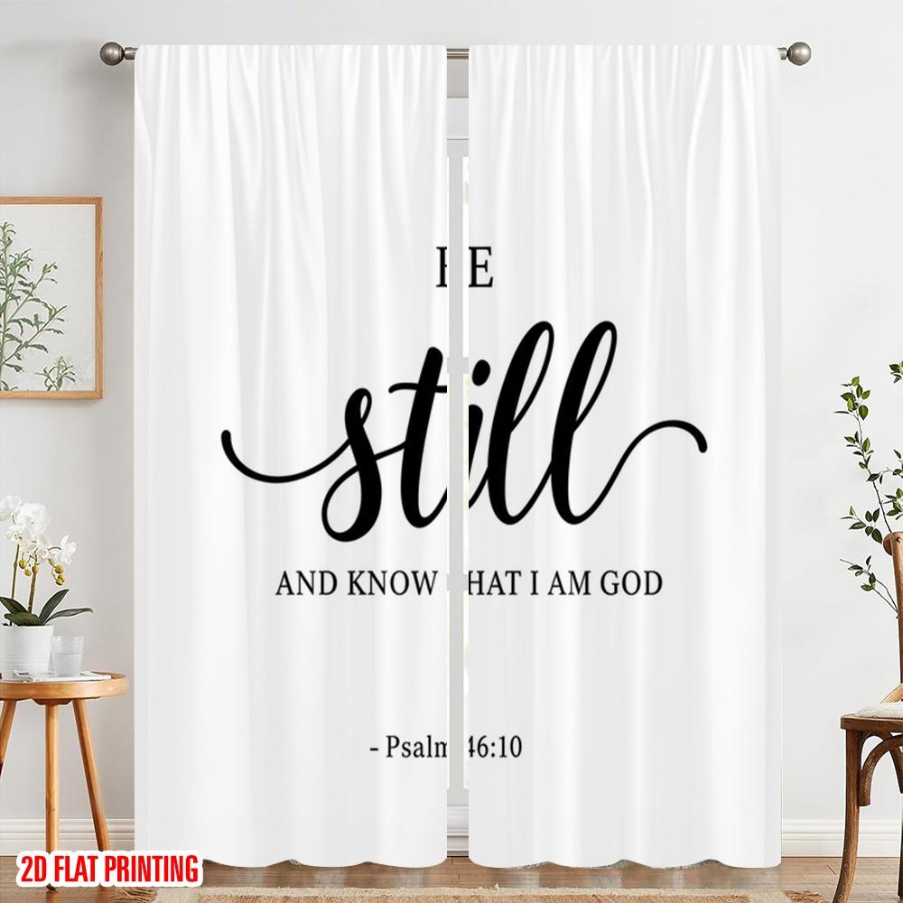 2pcs 2D flat printing Curtains Be Still Know God Fabric Without Electricity Festive Wall Decor Perfect for Wall art Party