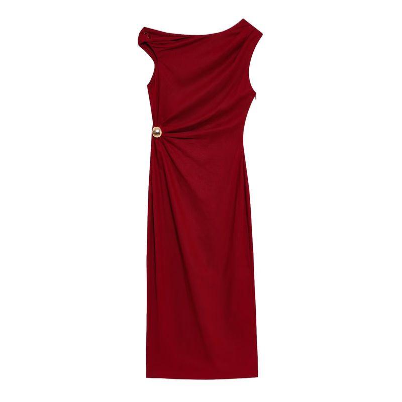 Kaslead New Arrival Women's Clothing Fashion Style Fashion Silm Blended Ruched Midi Skirt Dress 2840709