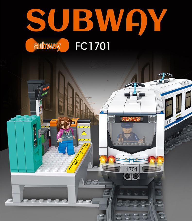 Popular Children's Educational Subway Train Model Building Blocks Toy Set