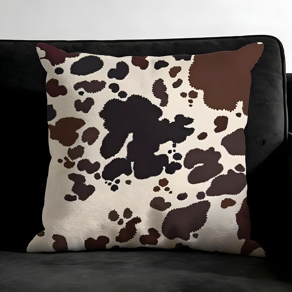 Brown White Cow Hot Cushion Cover Pillowcase Ultra Soft Skin Friendly Fabric Cloud Like Comfort & Concealed Zipper
