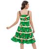 New candy Christmas dress, new European and American green digital print dress, slip dress for women
