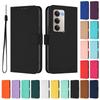 For Xiaomi Redmi 15 5G Case Solid Color Wallet Leather Phone Cover with Strap