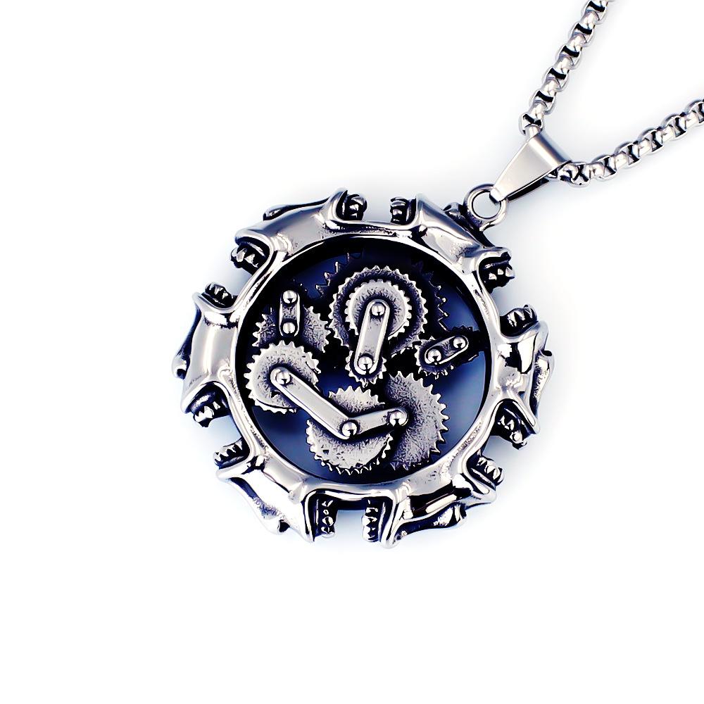 Necklace Retro Mechanical Gear Skull Men's Pendant