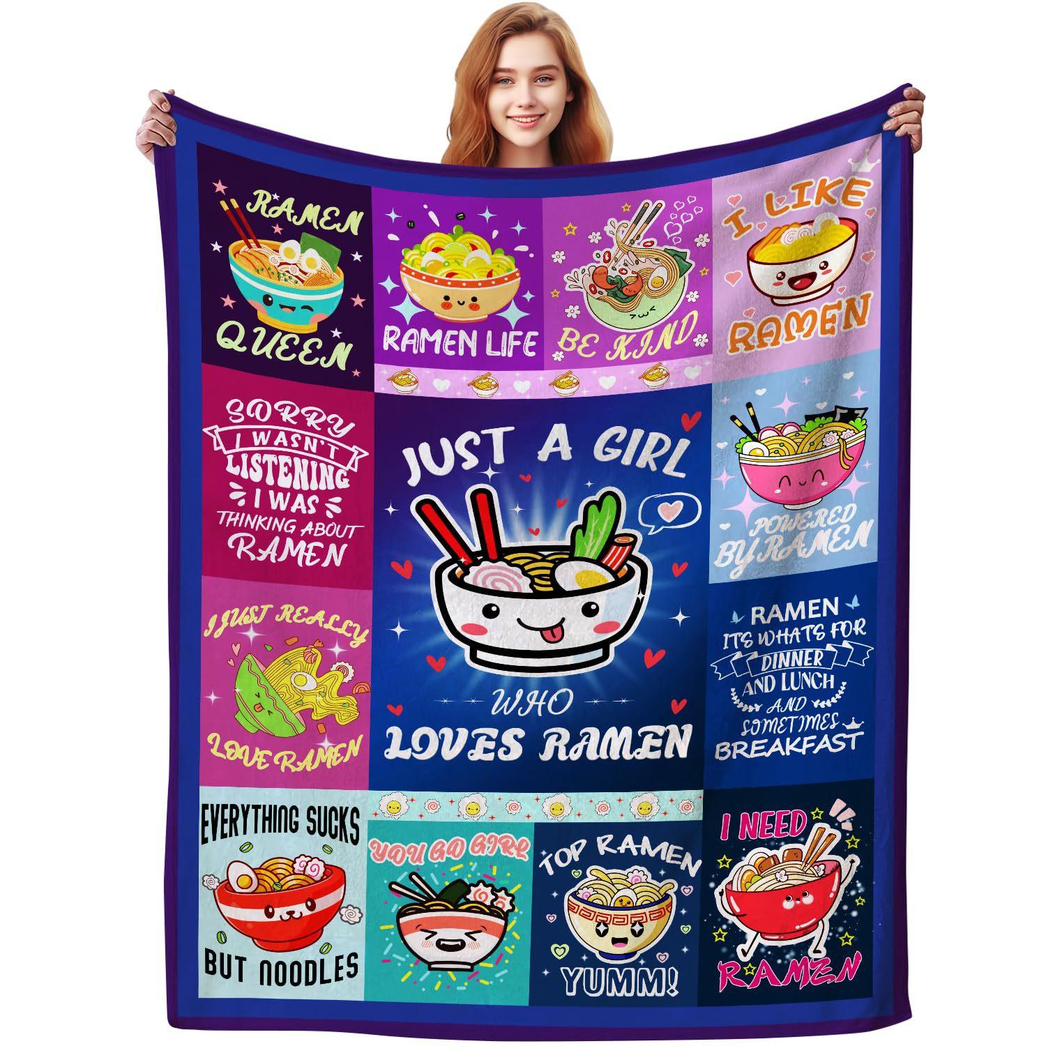 

Anime Ramen Printed Blanket for Sofa Bed Travel Camping Living Room Office Conditioning Blanket for All Seasons Gifts 75x90cm