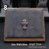 Cercei Stud Trendy Cruce Cupru Alb Argint Thai 925 cu Diamante Colorate pentru Bărbați și Femei