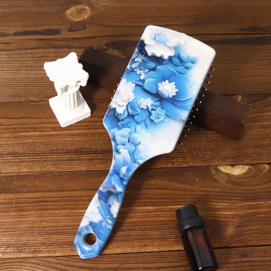 1pc Vivid Relief Flower Pattern Air Cushion Hair Comb Nylon Comb, Comfortable Massage comb,Special for Real Hair Wigs