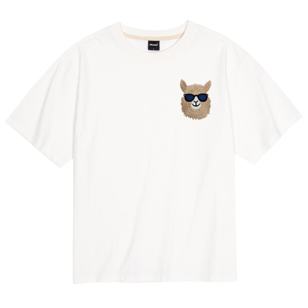 OKSTAR Cool Cotton I'M Alpaca Embroidered Short Sleeve T-Shirt