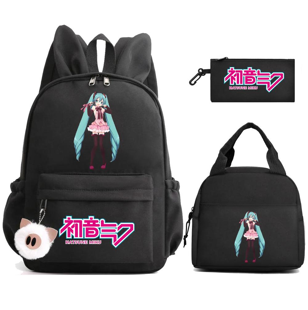 Zaino Stampato Cartoon Hatsune Miku Borsa Pranzo Astuccio per Bambini Studenti Borsa Scuola Ragazza Bambino Regalo Borsa da Viaggio Donna
