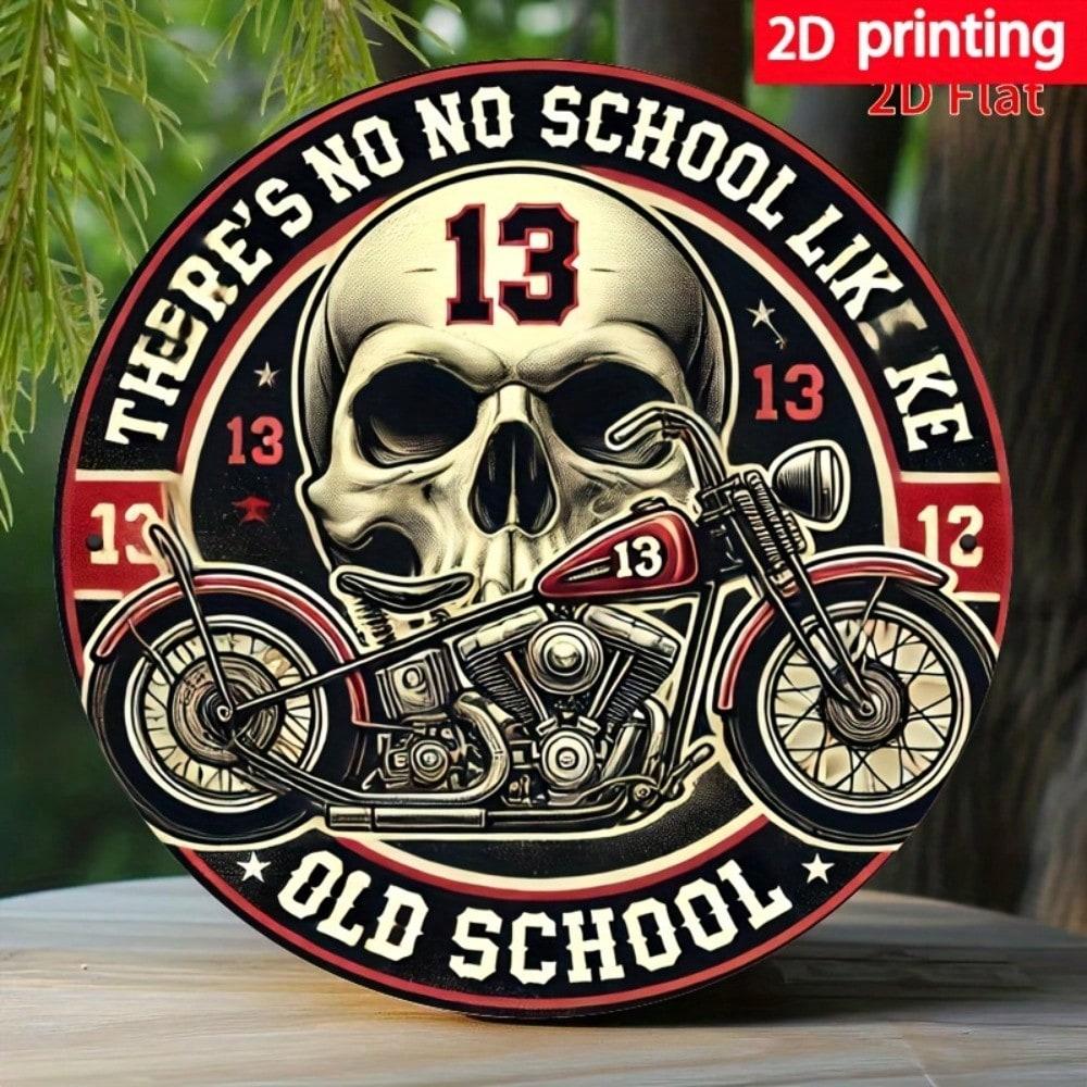 

Vintage Skull Metal Wall Art Motorcycle Garage Decor Iron Sign 8x8 Inch Retro Cafe Home Bar 20x20