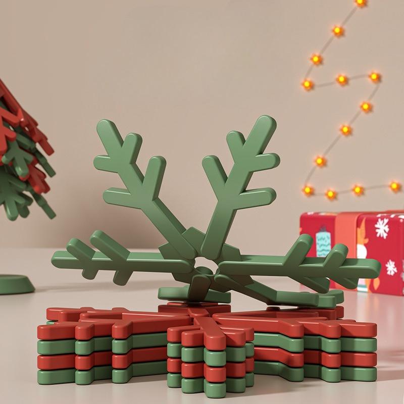 1set Foldable Christmas Tree Trivets Anti Scalding Insulation Pad Multipurpose Cup Coasters with Bracket for Cup Home Decoration