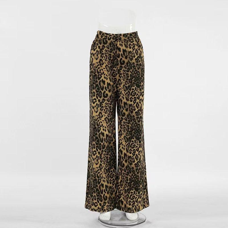 

European and American Fashion New Style Retro Loose High Waist Leopard-Print Casual Pants Leopard Print Casual Pants Leopard print S