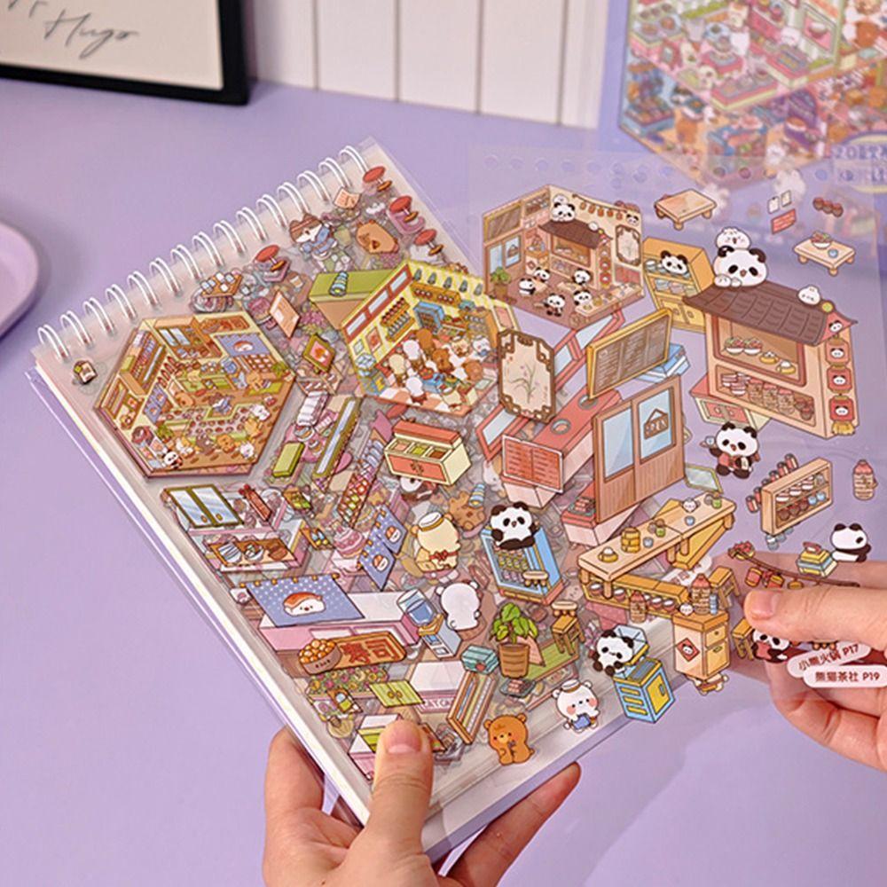 Coil Binding Miniature Landscape Sticker Collection PET Miniature Scene Collage  Toy