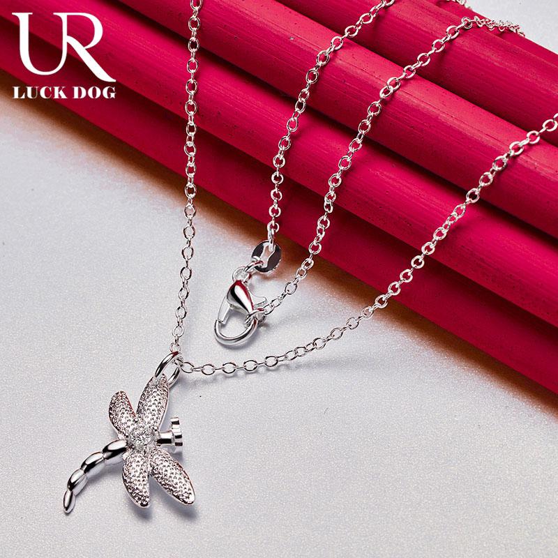 925 Sterling Silver Dragonfly Pendant Necklace Fashionable Wedding Jewelry