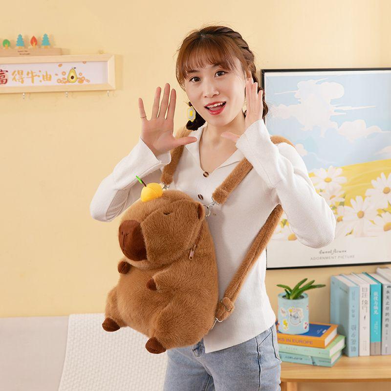 Cute Kapibara Capybara Schoolbag Female Backpack Large Capacity Internet Celebrity Ugly Cute College Student Class Bag