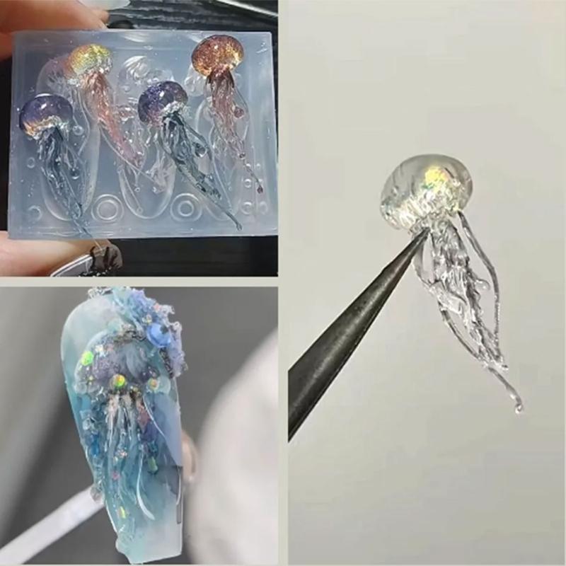 652F Soft Silicone Jellyfish Moulds Art Dropper Mold Convenient Art Molds Resin Craft Mould DIY Casting Moulds