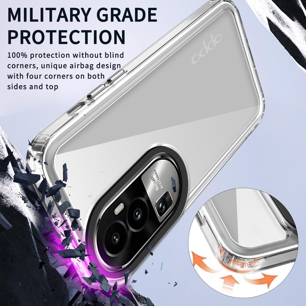 For Oppo Reno11 Pro 5G (Global) Shockproof Cases PC+TPU Clear Phone Cover