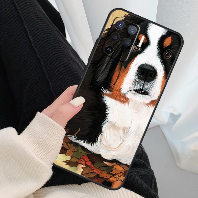 Funny Bernese Mountain Dog Case For Oppo A18 A38 A58 A78 A98 A80 A60 A40 A96 A76 A16 A94 A74 A54 A15 A17 A57 A77 A5 Pro