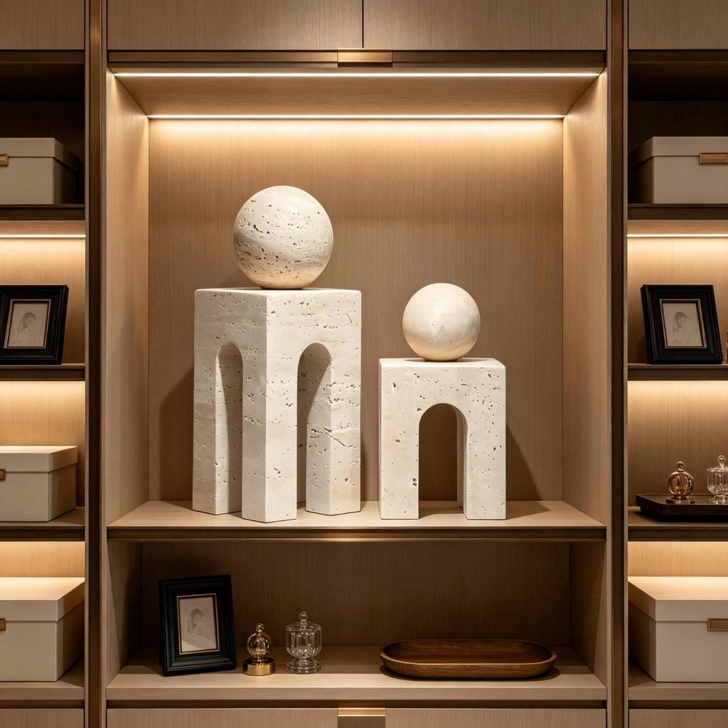 Tabletop Decor Minimalist Resin Arch Ornament with Sphere for Entryway Display, Modern Living Areas