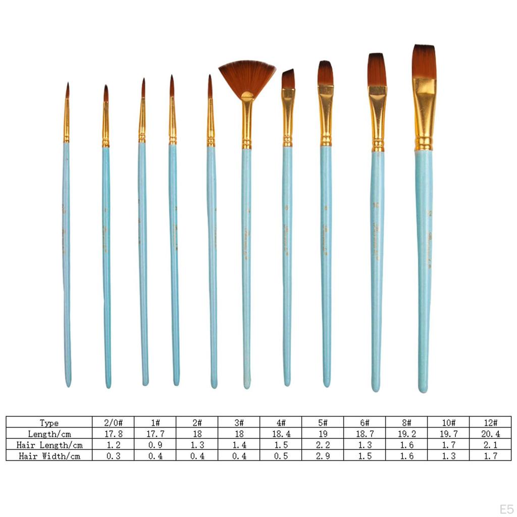10 Pieces Paint Brush Set Acrylic Brush, Watercolor, Craft, Nylon Painting Kits ,Face Body