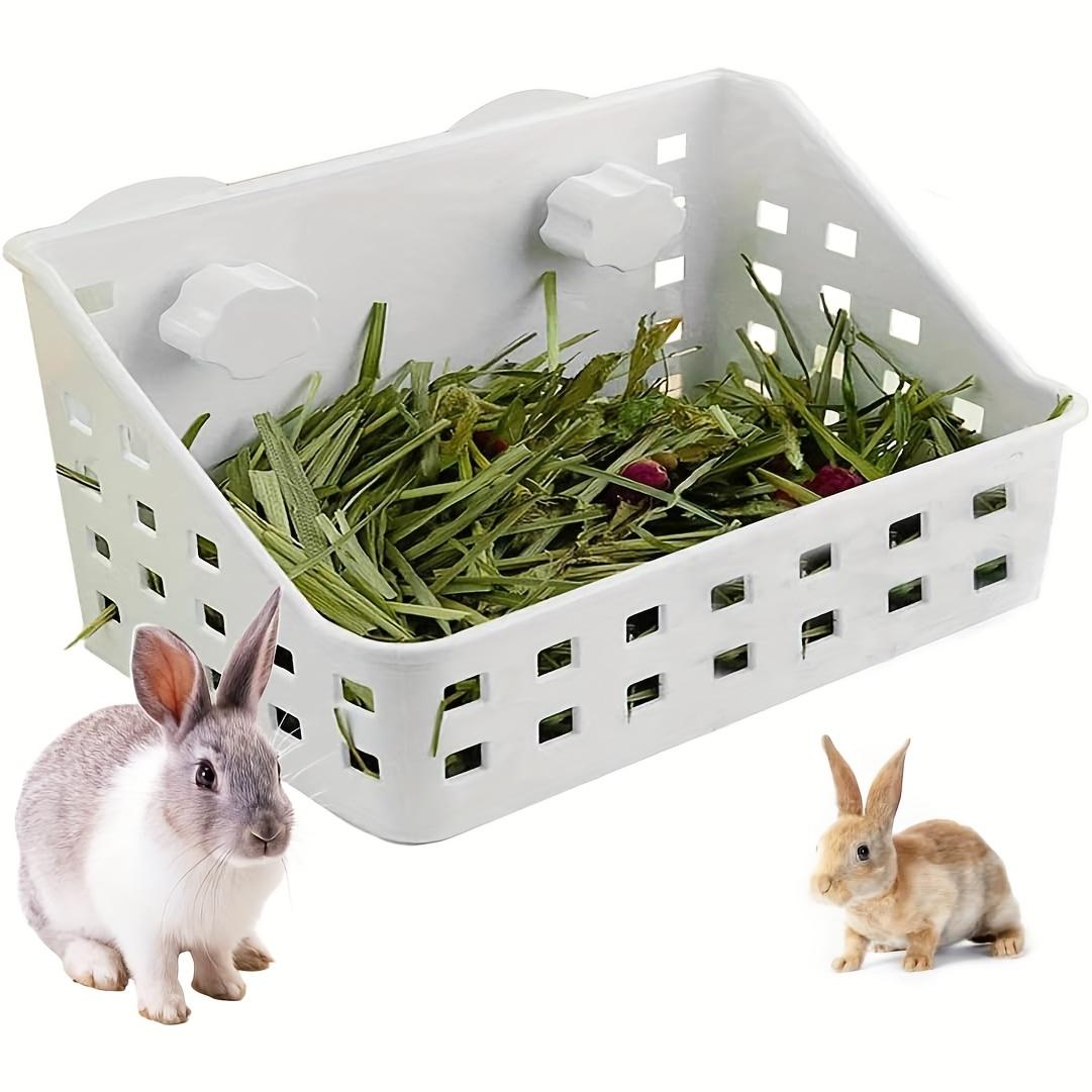 Rabbit Hay Feeder Rack Less Waste Food Rabbit Food Dispenser Grass Holder for Small Animals Guinea Pig Chinchilla Pet Hamster белый