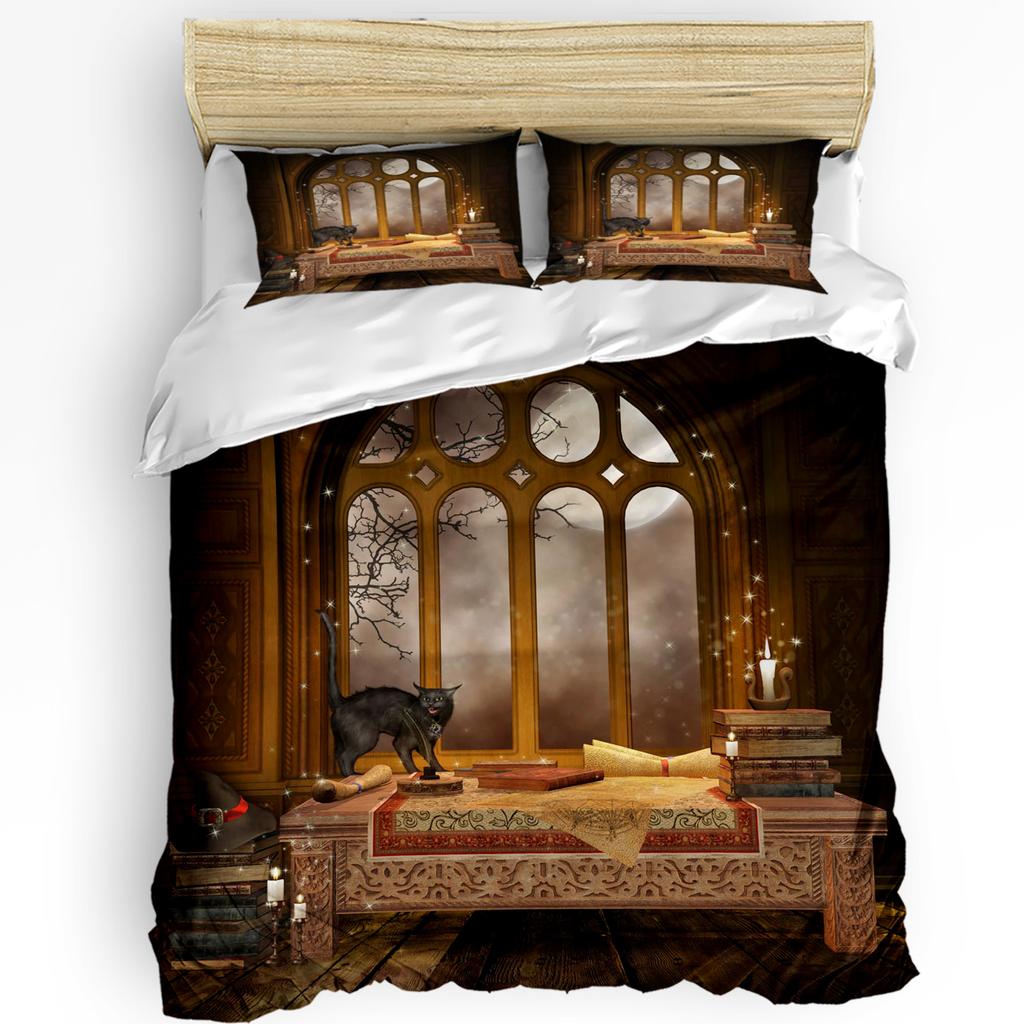 Bookshelf Library Book Printed Comfort Duvet Cover Pillow Case Home Textile Quilt Cover Boy Kid Teen Girl 3pcs Bedding Set