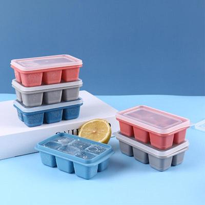 Food-Grade Silicone Ice Tray with Lid, 6-Hole Quick-Freezing Mold