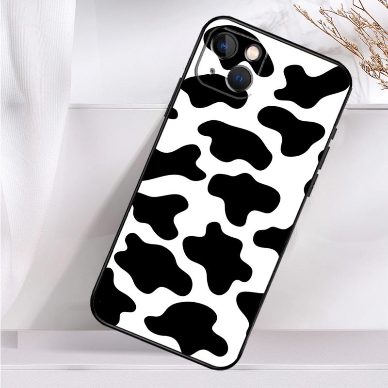 White Black Cow Print Shockproof Case For iPhone 17 15 16 Pro Max 11 14 Plus 12 13 Mini 16e 17 Air Phone Cover