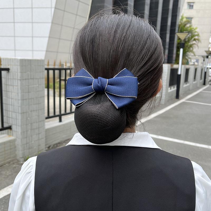 Head Flower Female Vocational Nurse Hairnet Bank Flight Attendant Special Disc Hair Net Pocket Bow Hairpin Tooling Headdress