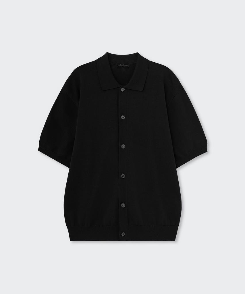 Musinsa Standard Washable Supima Cotton Collared Short Sleeve Cardigan [Black]