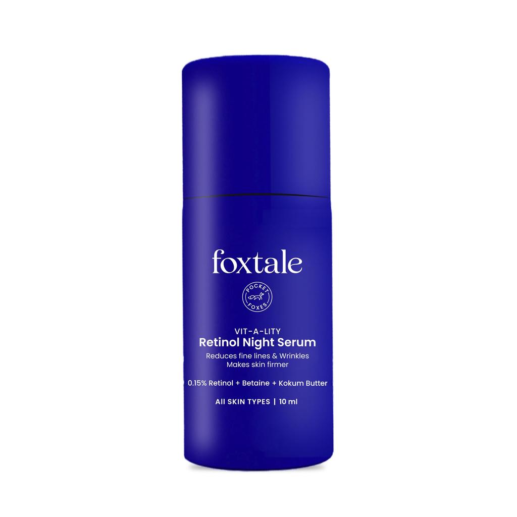 Foxtale 0.15% Beginner Friendly Retinol Night Serum | Anti-Aging Night Cream | Reduces Fine Lines and Wrinkles | No Purging | For Younger-looking S