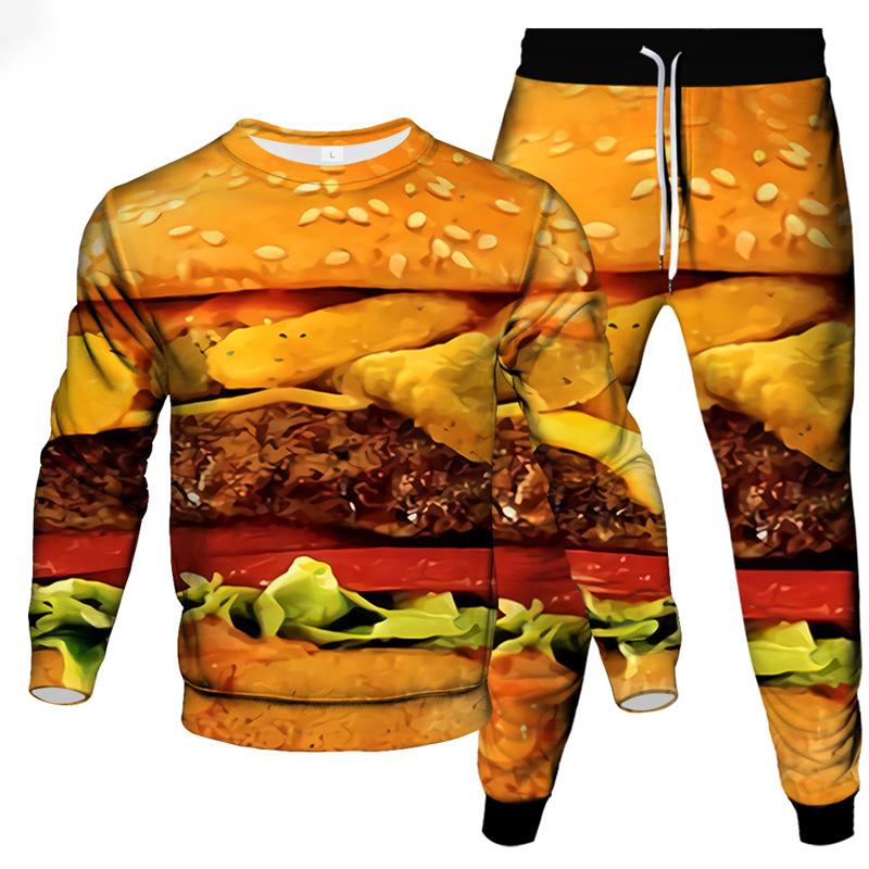 

Hamburger Cucumber 2Pcs Set Men Women Fashion 2 Piece Suit 3D Printing Casual Sportswear Sweatshirt Jogging Pant 2 Sets S