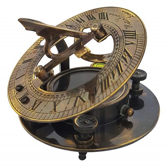 Brass Compass  Brass Sundial  Marine Boat Gift Pocket Sun Dial in Box Nautical Marine Gift Sun Clock Pirate Ship Replica Watch