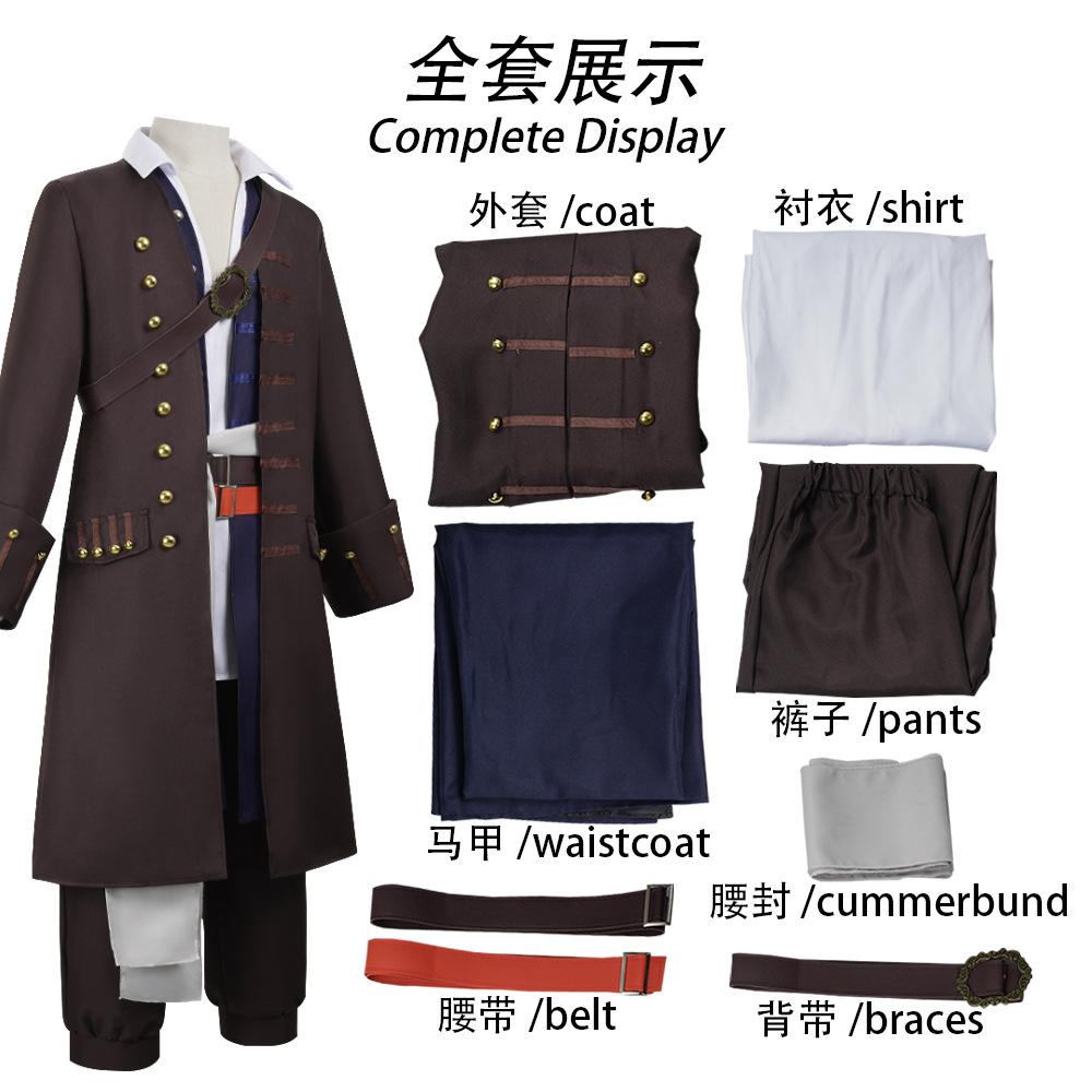 

Jack Cosplay Sparrow Medieval Renaissance Men Costume Pirate Cosplay Jacket Viking Knight Men Medieval Vintage Halloween S&ONE PIECE