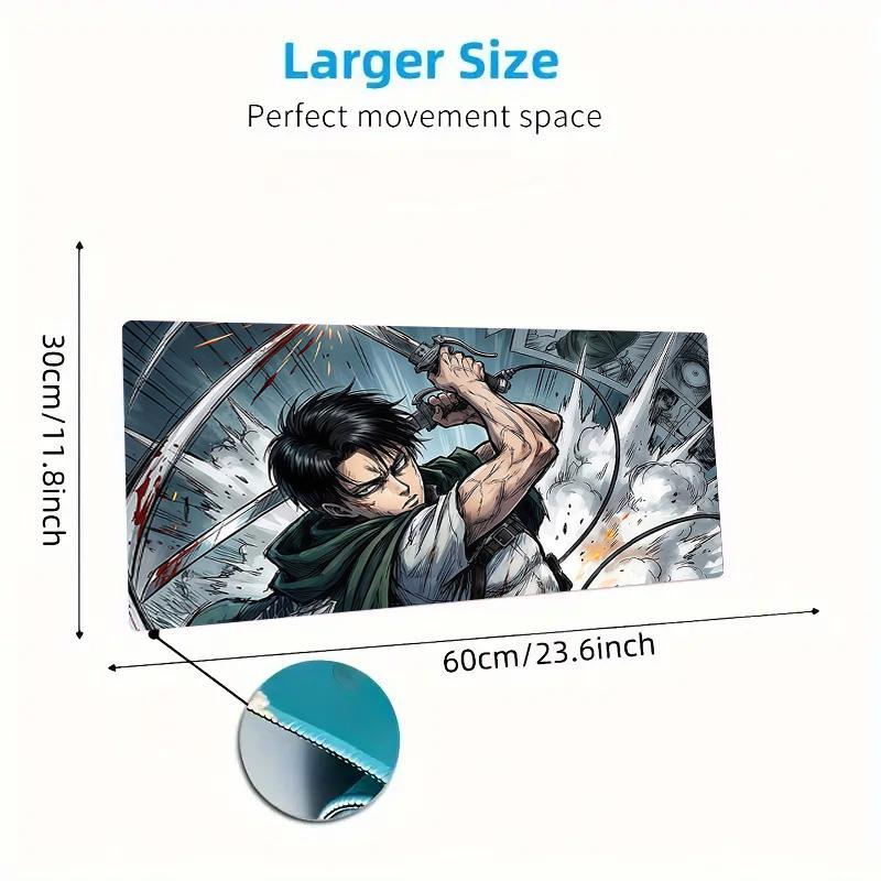 Levi Ackerman Print Cushion Non-slip Laptop Tablet Big Mousepad XXL Mat Mini PC Playmat With Lock edge