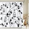 Nordic Minimalist Art Printing Shower Curtain, Waterproof Fabric Flower And Leaf Bird Pattern Bathroom Curtain For Bathtub Decor