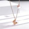 Huibao 3D Butterfly Pendant Necklace for Women Stainless Steel Gold Plated Frosted Wing Dainty Chain Fashion Jewelry