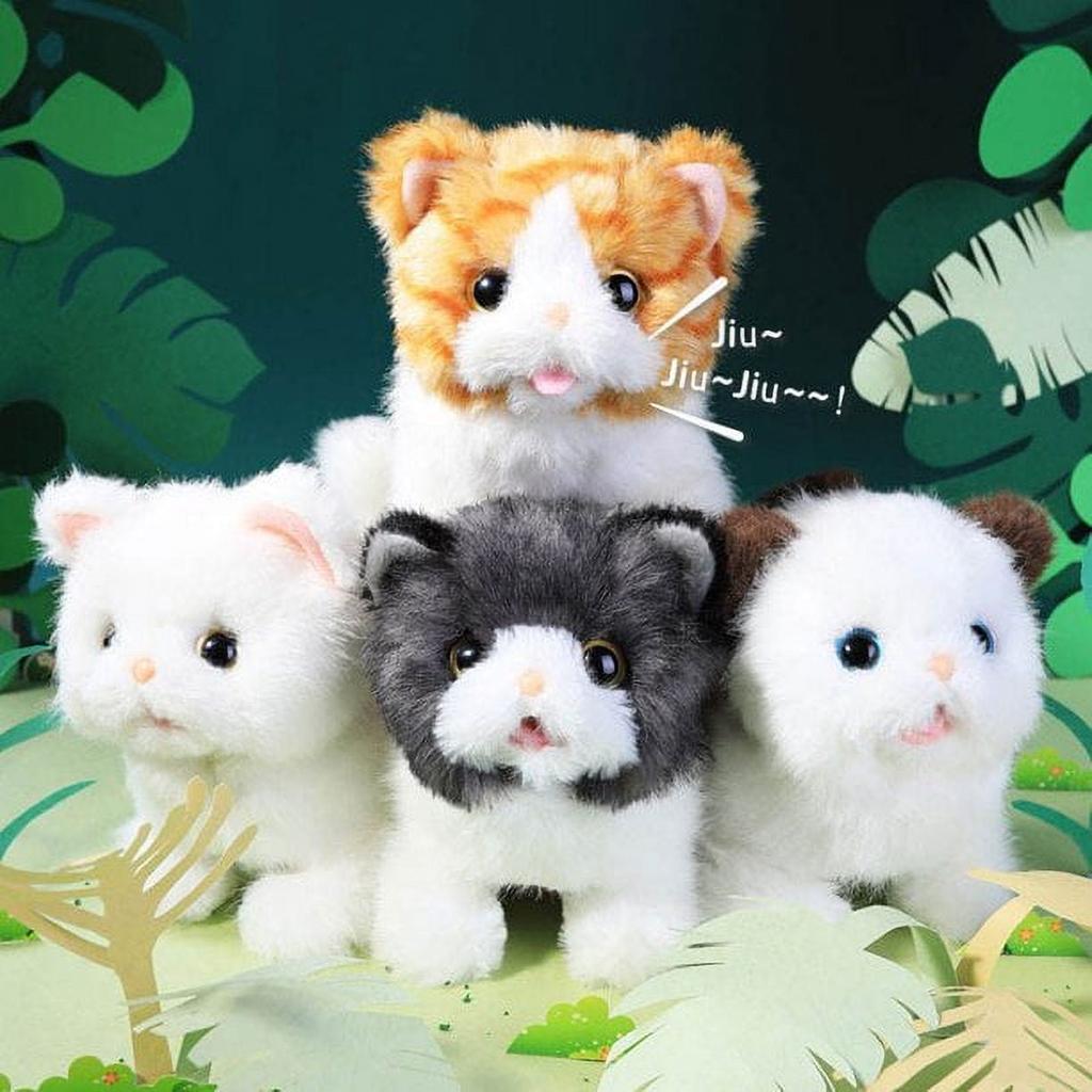 Children's Plush Toy Electronic Cat Can Walk Meow Tail Wagging Lifelike Interactive Toy Pet Cat Cute Simulation Animal Toy