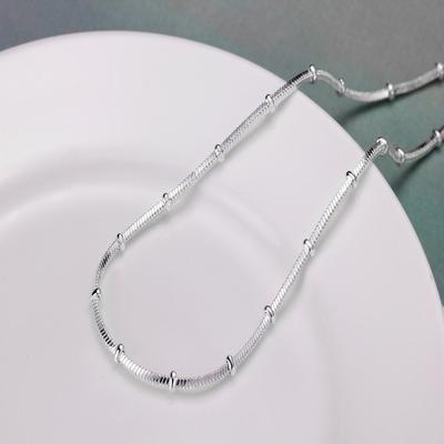 Collier chaîne serpent en argent Sterling 925, 20 pouces, belle perle Simple pour femmes, bijoux de mariage à la mode, cadeaux de noël