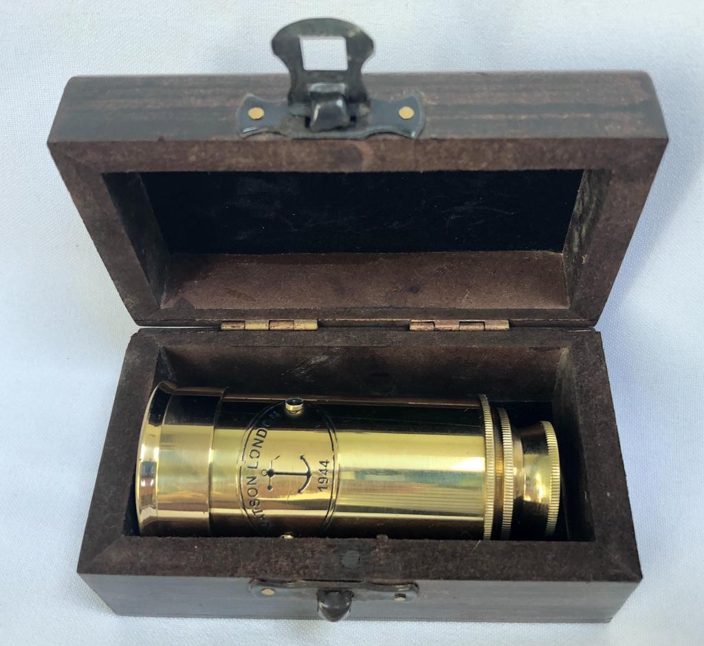 6" Brass or Bronze Tubby Telescope In a Wooden Box