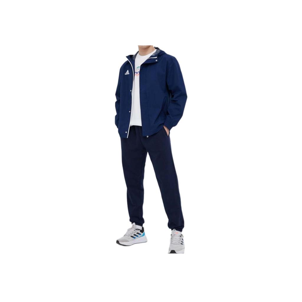 Adidas Zip-Up Hoodie Casual Sport Jacket Men Outerwear Navy-Blue IK4011