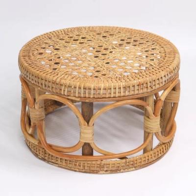 Handmade Rattan Woven Seat Cushion – Casual Rattan Stool, Small Shoe Changing Stool Furniture for Children, Practical & Natural