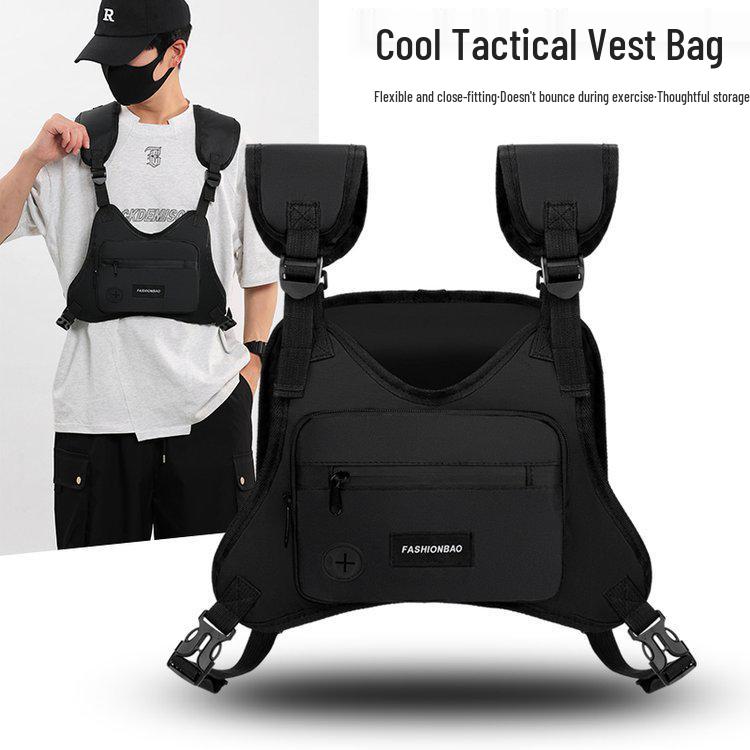 Men's Streetwear Tactical Chest Vest Bag - Functional and Casual Workwear Accessory