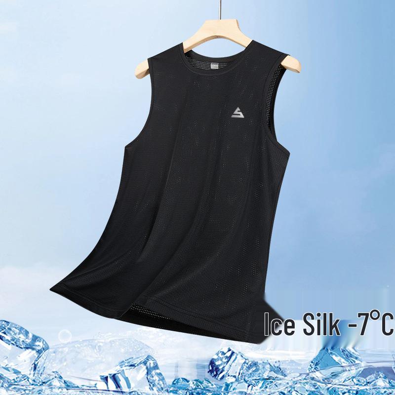 

Black Ice Silk Sleeveless Tank Top - Sleek Sportswear with Southeast Asian Standards 4XL чёрный